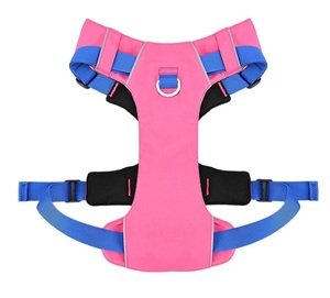 Pink Nylon <b>Dog</b> <b>Harness</b> Adjustable Buckle Closure Animal Print Sport Style Reflective Trim Daily Walking <b>Harness</b> for <b>Medium</b> <b>Dogs</b> - Product Image 1