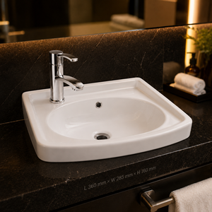 Modern Minimalist Oval Vessel Sink Thin Rim Ceramic Basin Nickel Finish 12L Capacity Drainer Included Washroom Hospital - Product Image 6