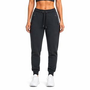 Leggings de sport pour femmes, coupe slim, en coton extensible, avec cordon de serrage, taille élastique, poche zippée, pantalon de jogging pour la salle de sport |   Fournisseur OEM ODM - Product Image 1