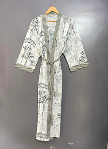 Bata Kimono de Algodón 100% Tejido para Mujer con Estampado Digital de Dibujos Animados, Camisón de Verano Hecho a Mano ODM con Cuello en V y Cintura Elástica de Longitud Completa - Product Image 5