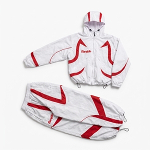 OEM Custom Logo Men Streetwear Tracksuit Set White <b>Red</b> Nylon Windbreaker Hoodie Jacket Pants 2 Piece Y2K Hip Hop Sportswear <b>Suit</b> - Product Image 5