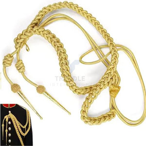 สายสะพายไหล่แบบถักเคลือบเมทัลลิกสีทอง Aiguillette ทำจากผ้าฝ้าย/ไนลอน คุณภาพพรีเมียม สำหรับงานพิธี สามารถปรับแต่งได้ เหมาะสำหรับเครื่องแบบ - Product Image 5