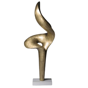 Sculpture moderne abstraite en forme de flamme dorée, élégante et luxueuse, décoration d'intérieur pour salon, objet décoratif, centre de table - Product Image 1