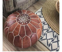 Vente en gros, pouf en cuir véritable fait à la main, pouf rond en cuir marron marocain pouf repose-pieds pouf pouf coussin de sol
