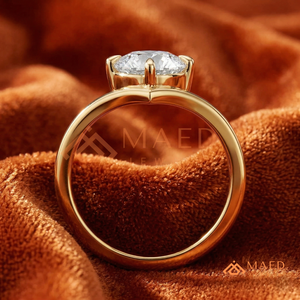 14K Yellow Gold Chevron <b>Solitaire</b> <b>Ring</b> – Modernist Wishbone Engagement Band Yellow Gold Over <b>Silver</b> Round Cut V-<b>Ring</b> - Product Image 3