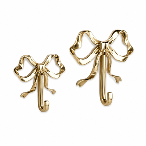 Brass Ribbon <b>Bow</b> Wall Hook Decorative Luxury Coat Hook Heavy Duty Robe Towel Hat Key <b>Holder</b> Elegant Vintage Home Decor Gold - Product Image 1