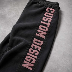 Unisex Custom Logo 3D Embroidered Heavyweight <b>Hoodie</b> Jogger Set Drawstring Closure Black <b>Red</b> Streetwear Tracksuit Full Length - Product Image 4