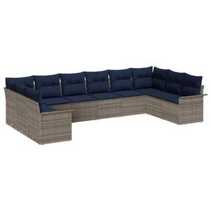 Ensemble de canapés de jardin en polyrotin gris avec coussins, mobilier d'extérieur pour 10 personnes, design contemporain - Product Image 4