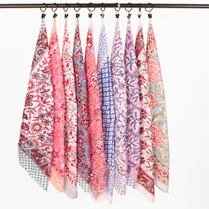 Eco-Friendly Cotton Bandana Scarf Unisex Floral Block Print Breathable Lightweight Summer Scarf Handprinted <b>Head</b> Wrap Neck Tie - Product Image 5