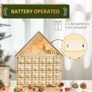 Calendario dell'Avvento Natalizio a Forma Quadrata, Babbo Natale 3D con Caramelle, Decorazione per la Casa in Cotone e MDF, Forniture in Sacchetti - Product Image 3
