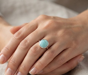 Anillo de Calcedonia Aqua Natural al por Mayor, Plata de Ley 925, Anillo Minimalista Hecho a Mano con Piedras Preciosas, Precio de Fábrica, Joyería para Mujer - Product Image 6