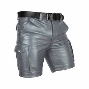 Custom Waist Size Available <b>Men's</b> <b>Leather</b> <b>Shorts</b> OEM ODM <b>Men</b> Breathable <b>Leather</b> <b>Shorts</b> Real <b>Leather</b> Slim Fit Gym <b>Short</b> - Product Image 2