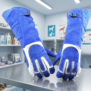 Gants de manipulation des animaux anti-morsure, anti-griffures, anti-coupures, résistants aux produits chimiques, sans latex, bleus, taille unique - Product Image 4
