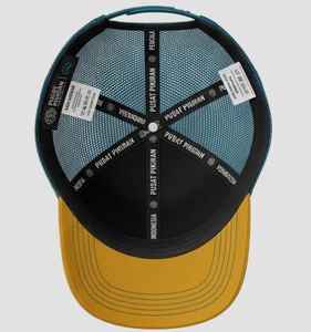 Casquette Trucker en Maille Jaune et Bleue, Réglable, Unisexe, 6 Panneaux, Style Décontracté, Logo en Caoutchouc en Relief sur le Panneau Avant, Idéale pour l'Extérieur - Product Image 3