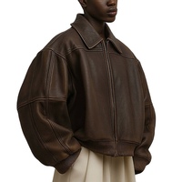 Veste en cuir légère pour homme BASRA SPORTS, coupe ajustée, décontractée, pour l'hiver, avec fermeture éclair, garnissage en polyester, aspect vieilli