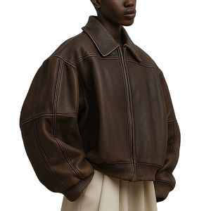 BASRA SPORTS Mens Thin Fit Leather Jacket Lightweight Winter Casual Outerwear Polyester Filled Zipper Closure Front Tanned - Product Image 4