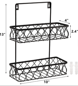 Double Tier Pull Out Metal <b>Basket</b> Kitchen Cabinet Organizer Sliding Wire Rack <b>Wall</b> Mounted <b>Storage</b> Shelf - Product Image 4