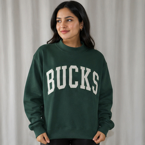 Felpa da Donna <span class=keywords><strong>Bucks</strong></span> con Collo Rotondo, Blu Navy con Stampa di Lettere, 100% Cotone, Vestibilità Regolare, per l'Autunno - Product Image 3