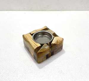 Brûleur d'encens artisanal en résine écologique et durable, avec récupérateur de cendres, incrustation géométrique rustique, support de parfum d'intérieur, Bakhoor aromatique - Product Image 4