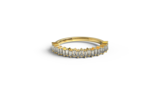 Anillo de compromiso clásico de media eternidad con diamantes cultivados en laboratorio de corte baguette recto, ligero y moderno para mujer - Product Image 3