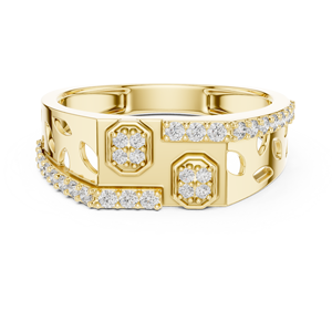 Anillo de Diamantes Cultivados en Laboratorio REGAL FORTE para Hombre, Oro Amarillo de 18 Quilates con Baño de Rodio, Estilo Minimalista, para Boda, Compromiso, Regalo, Uso Diario - Product Image 1