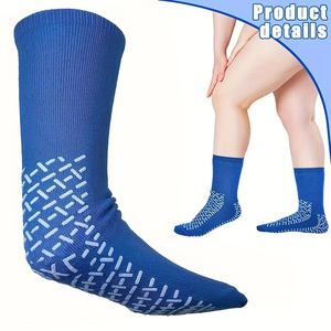 Blue Knee High Non-Slip Socks Anti-Slip Sole Solid Color Knitted <b>Leg</b> <b>Warmers</b> for Adults Casual Daily Wear - Product Image 3