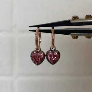 Pendientes de Aro con Moissanita Rosa en Forma de Corazón, Plata de Ley 925, Chapados en Oro de 14K, Joyería de Lujo para Mujer - Product Image 1