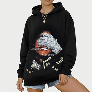 Rhinestone Hoodie, <b>Mens</b> Long Sleeve Hooded <b>Pullover</b>, Unisex Graphic Top, The <b>for</b> Fans - Product Image 3