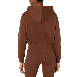 Haut court à capuche en molleton de coton pour femme, respirant, grande taille, avec poches, service OEM, design personnalisé - Product Image 2