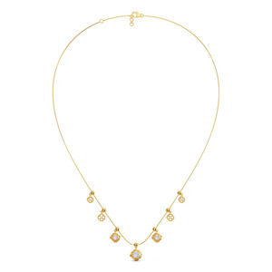 Collar con Cinco Dijes Florales de Diamantes y Diseño de Flor Esculpida en Oro - Product Image 3