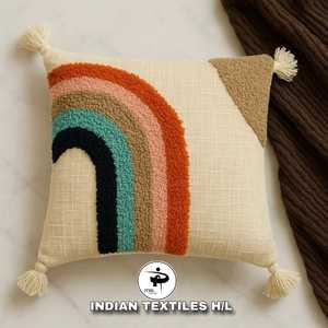 Funda de cojín de sofá de algodón indio tejida a mano de lujo con diseño de arcoíris, fundas de almohada para el hogar, ecológicas, personalizadas, OEM, al por mayor - Product Image 1