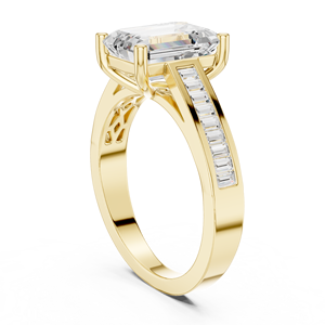10K <b>Yellow</b> Gold Lab Grown Diamond Minimalist Classic Engagement Roseline Precision Ring Fiora Emerald Union Ring Emerald Ring - Product Image 4