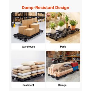 Set di 6 Pallet in Plastica HDPE Leggeri, Impilabili, Impermeabili, per Stoccaggio in Seminterrato con Griglia Traspirante - Product Image 6