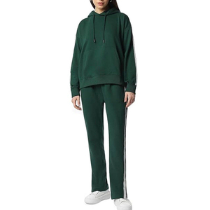 Sweat-shirt à capuche vert pour femme, manches longues, couleur unie, coupe ample décontractée, pull à cordon avec poches latérales - Product Image 2