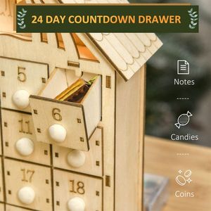 Calendario dell'Avvento Natalizio a Forma Quadrata, Babbo Natale 3D con Caramelle, Decorazione per la Casa in Cotone e MDF, Forniture in Sacchetti - Product Image 6