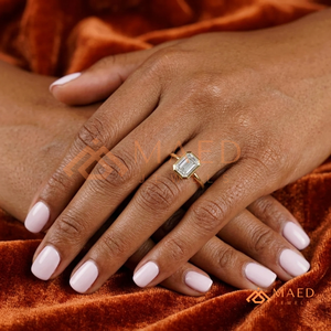 Luxury Emerald Cut Moissanite <b>Ring</b> for <b>Women</b> Gold Tone Bezel <b>Set</b> Engagement Jewelry Elegant Gift USA - Product Image 4