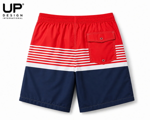 Shorts de bain pour hommes à séchage rapide 100% coton polyester, rayés, pour la plage, maillots de bain d'été, haute qualité, logo personnalisé OEM ODM - Product Image 3