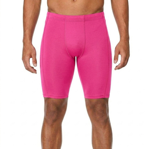 Pantalones Cortos Deportivos de Nailon y Elastano Rosa para Hombre, Cintura Media, Elásticos, Transpirables, de Color Sólido, Tejidos, Casuales, para Fitness - Product Image 1