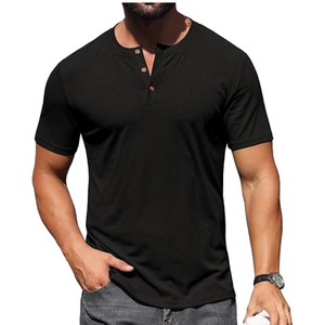 T-shirt de sport pour homme à col montant, coupe ajustée, manches courtes, délavé, uni, décontracté, séchage rapide, boutonné sur le devant, 180g, vierge - Product Image 3