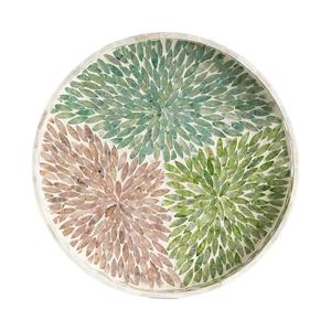 Plateau de service à manger en mosaïque ronde, pour la table basse avec incrustation de perles, décoratifs pour fleurs multicolores, 12 pièces - Product Image 2