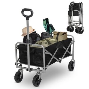 Carrello da Giardino Pieghevole in Tessuto Oxford 600D, Capacità 100kg, Telaio in Acciaio Nero, Struttura Argento, 74.5x45.5x84cm - Product Image 2
