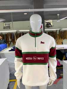 New Meera Impex Men's Fleece Quarter Zip Hoodies Striped Stand Collar Regular Fit Men Long Sleeve Embroidered Logo Hoodies - Product Image 4