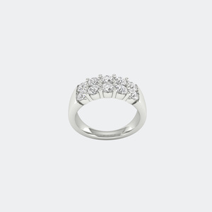 1.55CTW Round Cut Cluster Set Double Row <b>Statement</b> <b>Ring</b> - Product Image 2