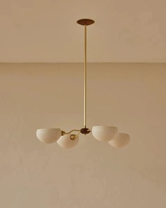 Modern Brass <b>Ceiling</b> Pendant <b>Light</b> With Four <b>White</b> Globe <b>Shades</b> Minimalist Style For Living Room Or Bedroom Lighting Fixtures - Product Image 1