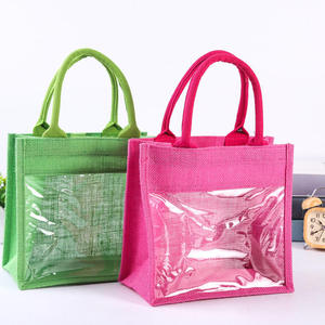 Sac fourre-tout en jute vert avec logo personnalisé, sac de shopping en fibre naturelle écologique pour la promotion d'entreprise - Product Image 3