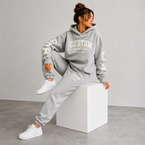 Ensemble sweat à capuche et pantalon de jogging en molleton 100 % coton, marron hiver, avec logo personnalisé, style streetwear décontracté - Product Image 4