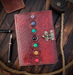 New Tripple Moon Stone Vintage Leather Organizer/Planner Handmade Hardcover Personalized Gift <b>Notebook</b> Sketchbook Office - Product Image 2