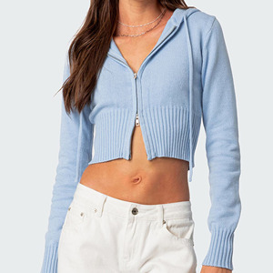 Sudadera con capucha corta para mujer, estilo urbano, transpirable, informal, de invierno, personalizada, muy vendida. - Product Image 1