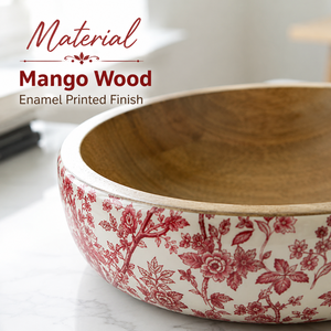 Elegante Tazón para Ensalada de Madera de Mango con Estampado Esmaltado, Apto para Alimentos, Hecho a Mano, para Ensaladas, Frutas, Pasta, Bocadillos, Cocina y Comedor - Product Image 4