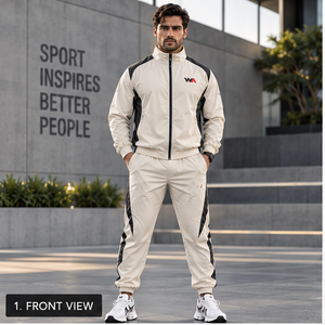 Survêtement de jogging sportif sublimé pour homme, blanc et noir, coupe-vent, avec fermeture éclair intégrale, respirant, logo avant, OEM, le plus vendu 2026 - Product Image 1